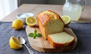 Un délicieux cake citron, digne d'un Pierre Hermé, avec des citrons frais et de la menthe.