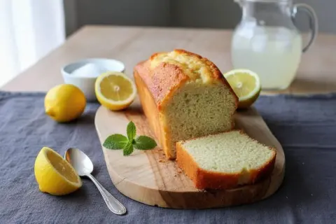 Un délicieux cake citron, digne d'un Pierre Hermé, avec des citrons frais et de la menthe.