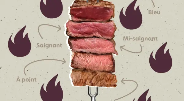 Guide des cuissons de la viande rouge : bleu, saignant, à point, mi-saignant, bien cuit. Le temps de cuisson viande rouge varie selon la préférence.