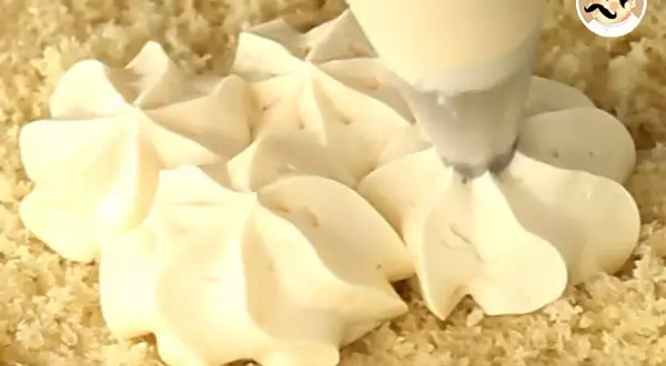Application d'une crème pâtissière pour tarte à la poche à douille, créant de jolies rosaces sur une base de gâteau.