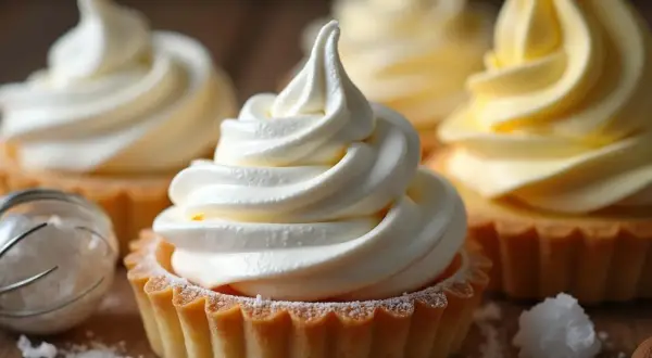 Douceurs crémeuses, des tartelettes garnies d'une chantilly aérienne, comme du blanc en neige, saupoudrées de sucre glace.