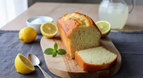 Un délicieux cake citron, digne d'un Pierre Hermé, avec des citrons frais et de la menthe.