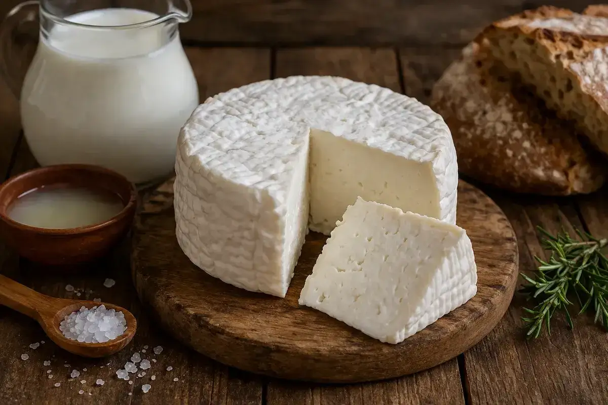 Un fromage de chèvre frais, du lait, du sel et du pain. L'art de faire son fromage de chèvre à la maison.