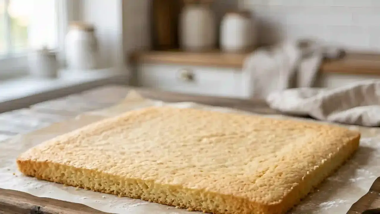 Biscuit Joconde doré, prêt à être transformé selon la recette de Cyril Lignac. Sa texture aérienne promet un délice.