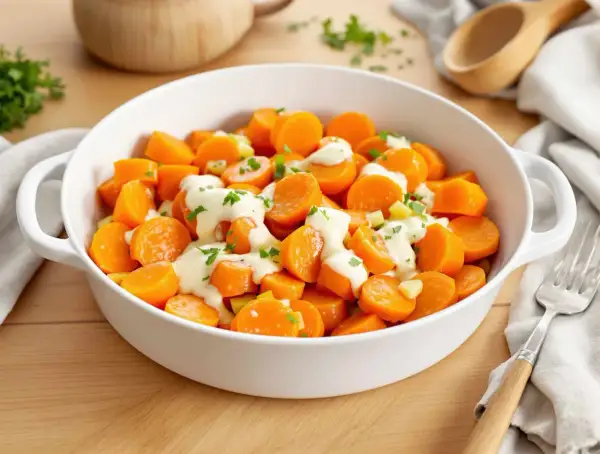 Carottes Vichy à la crème, tendres et savoureuses, garnies de persil frais. Un délice simple pour accompagner vos plats.