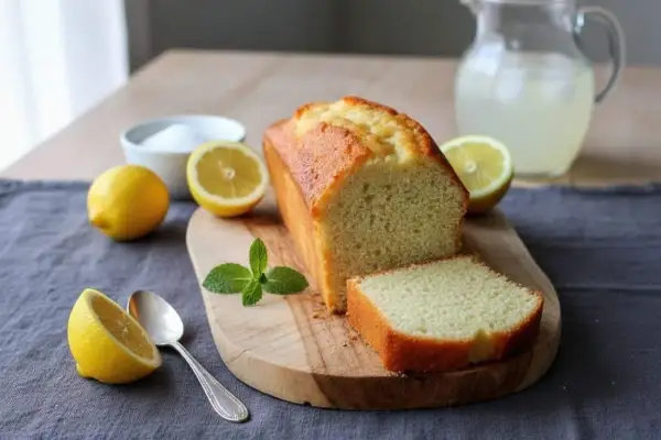 Un délicieux cake citron, digne d'un Pierre Hermé, avec des citrons frais et de la menthe.