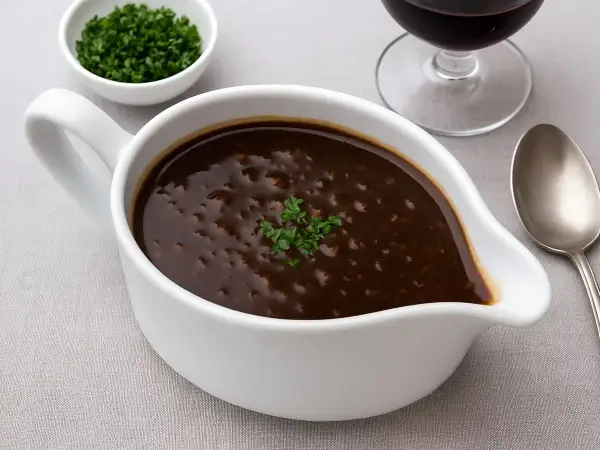 Sauce bordelaise recette : une sauce riche et onctueuse, garnie de persil frais, prête à sublimer vos plats.